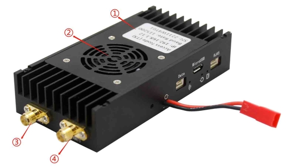 2xIPEX সংযোগকারী UAV ডেটা লিংক 115200bps Baud রেট এবং 800MHz/1.4GHz/2.4 GHz ফ্রিকোয়েন্সি সহ